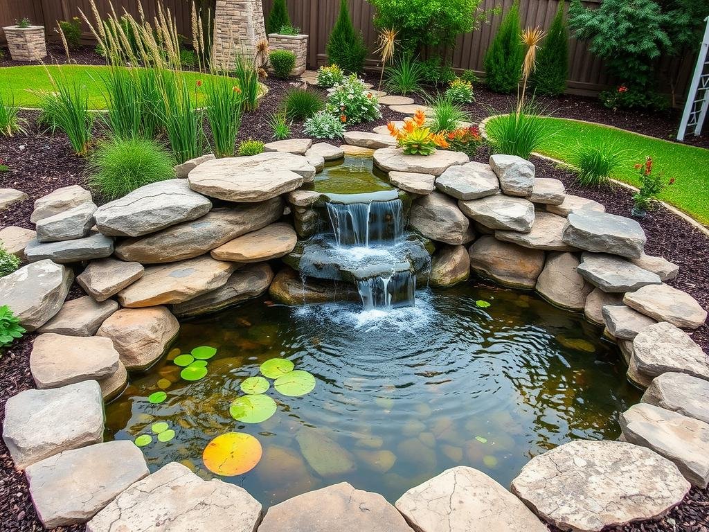 Water feature in League City Texas landscape design Water feature in League City Texas landscape design
