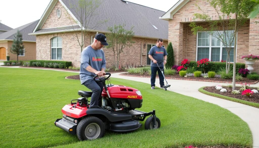 Regular landscape maintenance being performed in Kemah, Texas