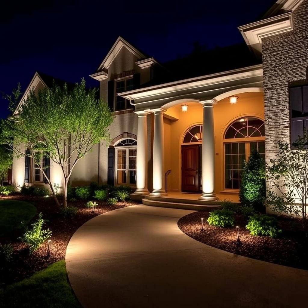 Aesthetic landscape lighting in Houston 77058 highlighting architectural features Aesthetic landscape lighting in Houston 77058 highlighting architectural features