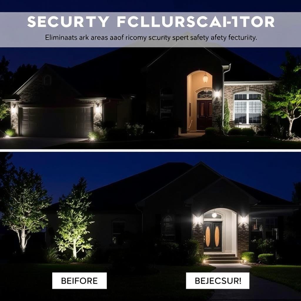 Security lighting installation in Houston 77058 showing well-lit home perimeter Security lighting installation in Houston 77058 showing well-lit home perimeter