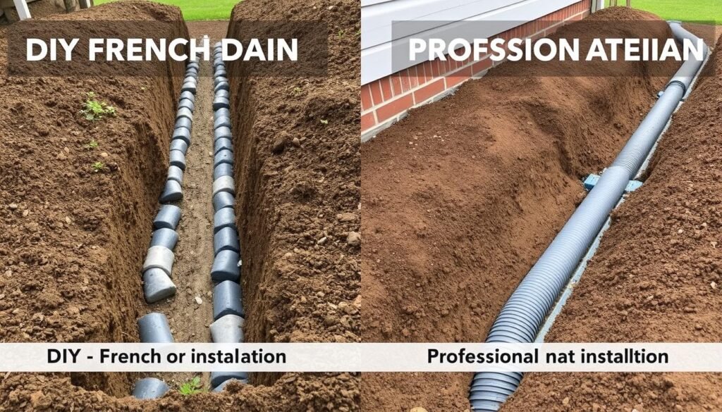 Comparison of DIY and professional French drain installation results Comparison of DIY and professional French drain installation results