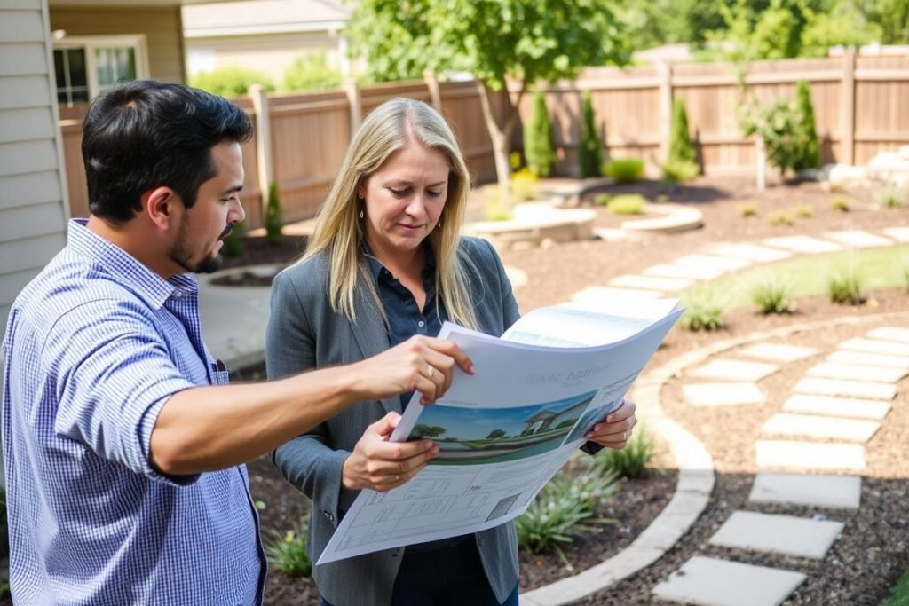 Professional landscape designer creating garden landscaping design in Pearland 77581 Professional landscape designer creating garden landscaping design in Pearland 77581